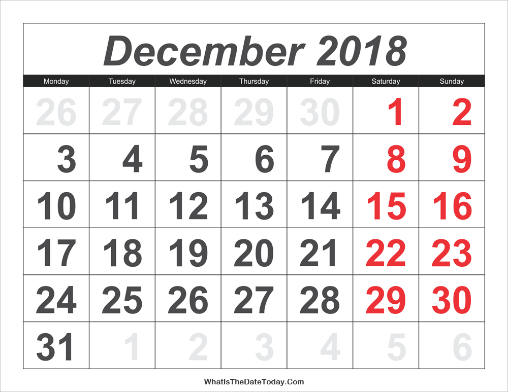2018-calendar-december-with-large-numbers-whatisthedatetoday-com