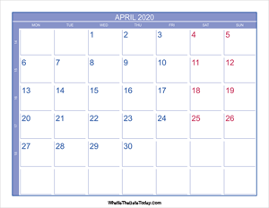 2020 april calendar with week numbers
