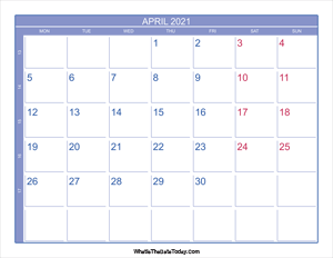 2021 april calendar with week numbers