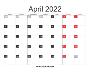 2022 april calendar printable