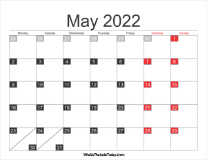 2022 may calendar printable