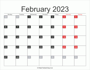 2023 february calendar printable