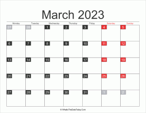 2023 march calendar printable