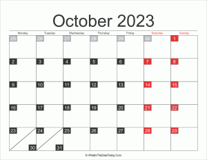 2023 october calendar printable