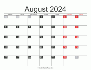 2024 august calendar printable