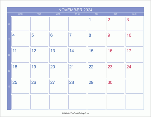 2024 november calendar with week numbers