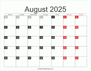 2025 august calendar printable