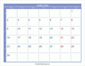 2025 june calendar with week numbers