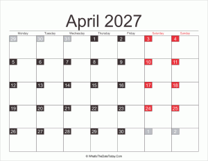 2027 april calendar printable