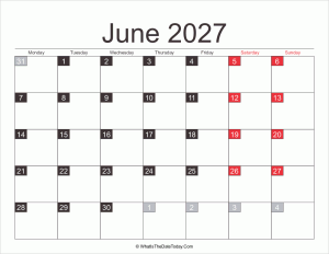 2027 june calendar printable