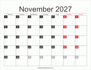 2027 november calendar printable