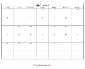 april 2021 editable calendar
