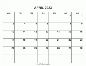 april 2023 calendar