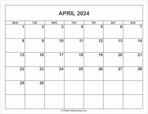 april 2024 calendar