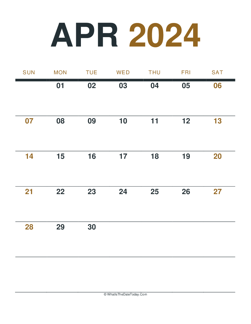 april 2024 printable calendar (portrait layout)