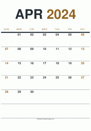 april 2024 printable calendar