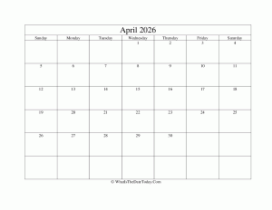 april 2026 editable calendar