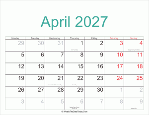 april 2027 calendar printable with holidays