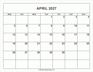april 2027 calendar