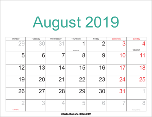 august 2019 calendar printable with holidays