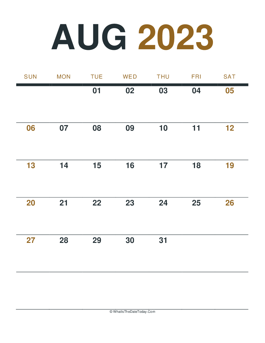 august 2023 printable calendar (portrait layout)