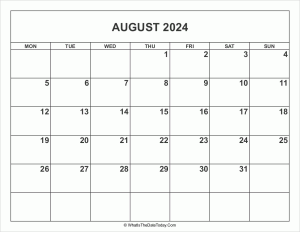 august 2024 calendar