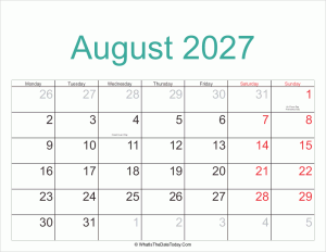 august 2027 calendar printable with holidays