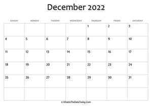 blank december calendar 2022 editable