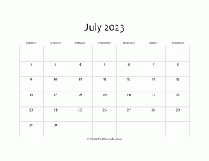blank july calendar 2023 editable