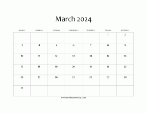 blank march calendar 2024 editable