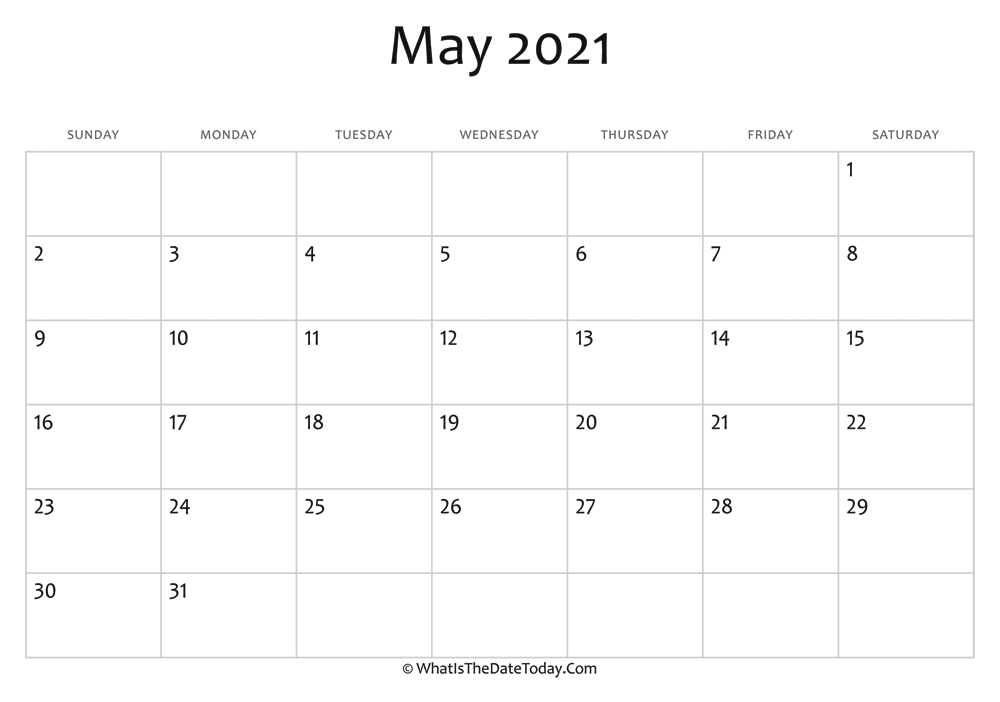 blank may calendar 2021 editable
