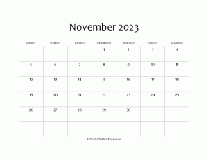 blank november calendar 2023 editable
