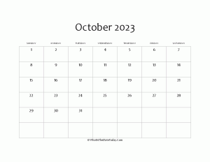 blank october calendar 2023 editable