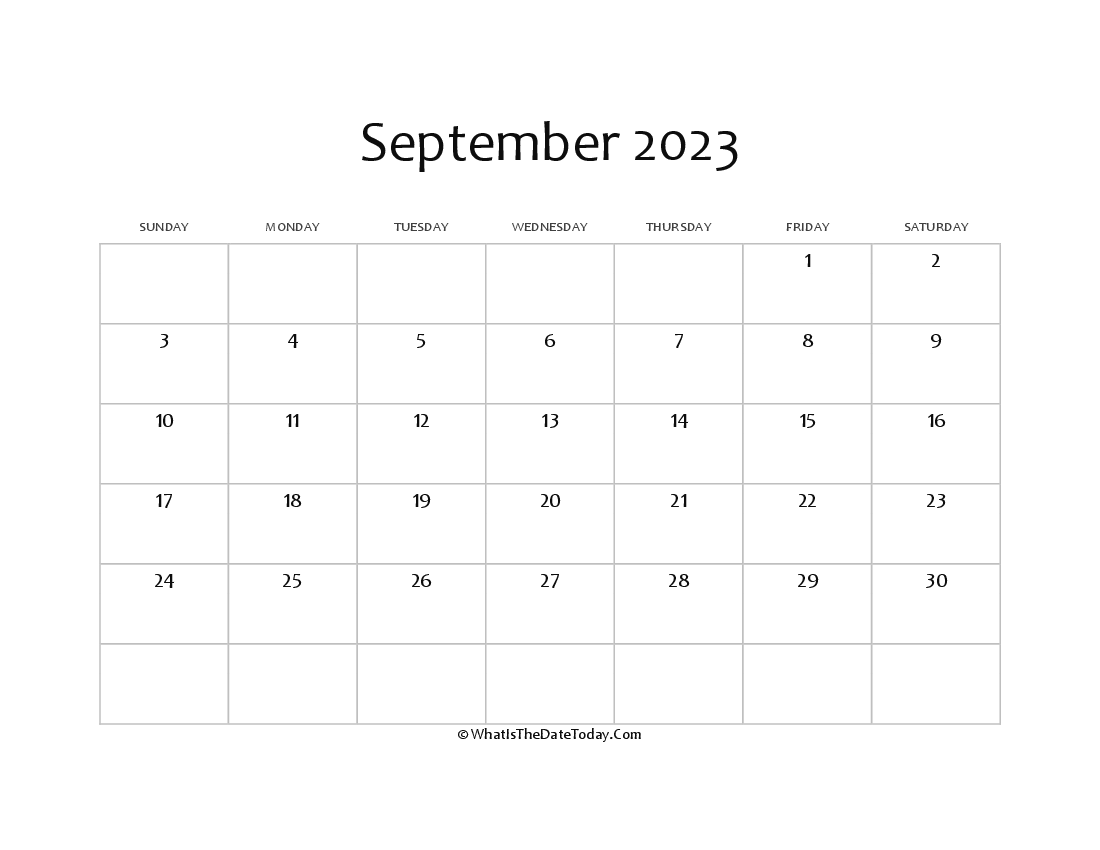 blank september calendar 2023 editable