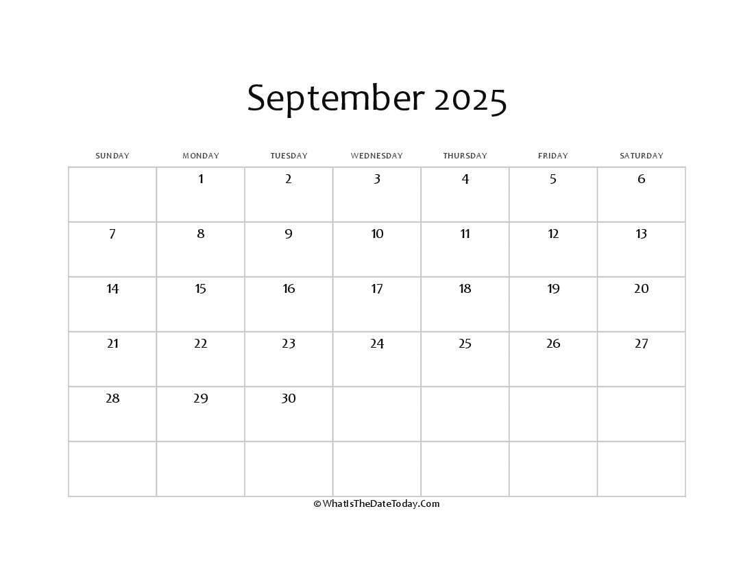 blank september calendar 2025 editable