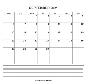 calendar september 2021 with notes