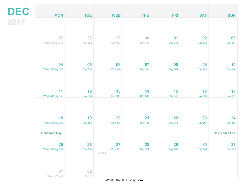 december 2017 Editable Calendar