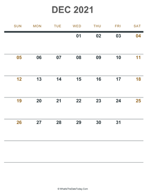 december 2021 printable calendar