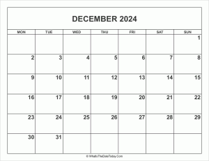 december 2024 calendar