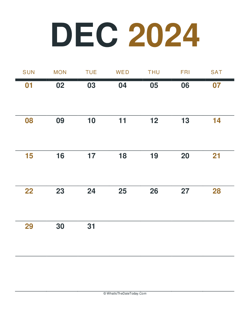 december 2024 printable calendar (portrait layout)