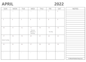 printable 2022 calendar april vertical layout whatisthedatetoday com