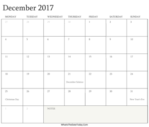 fillable december calendar 2017