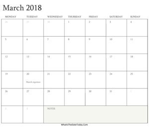 editable calendar march 2018 with holidays