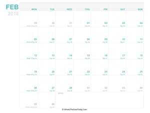 february 2018 editable calendar
