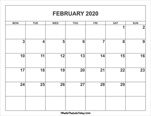 february 2020 calendar