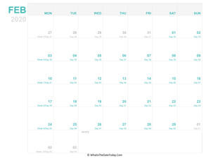 february 2020 editable calendar