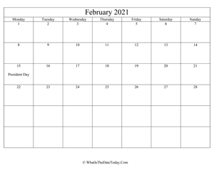 february 2021 editable calendar
