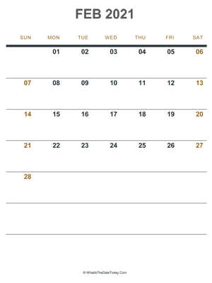 february 2021 printable calendar