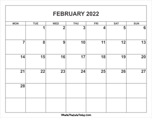 february 2022 calendar