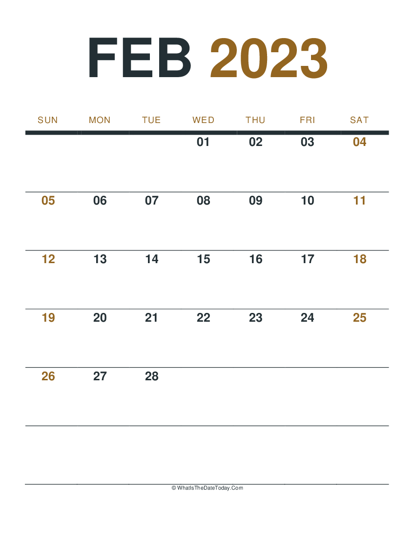 february 2023 printable calendar (portrait layout)